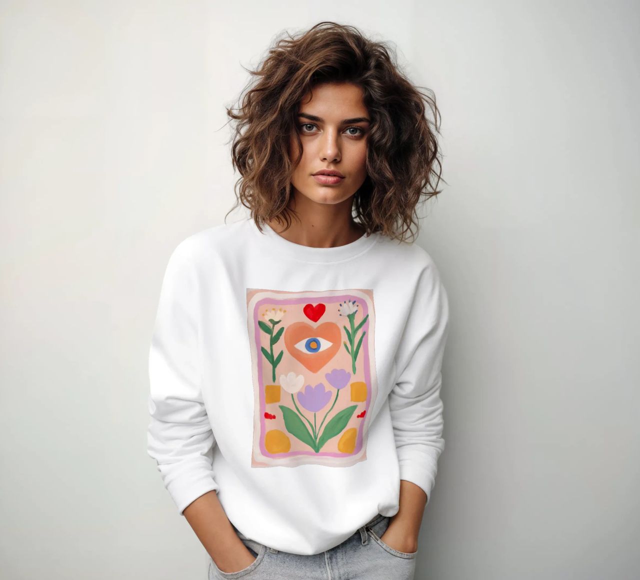 Folk Print, Evil Eye Boho Print sudadera de Boheme