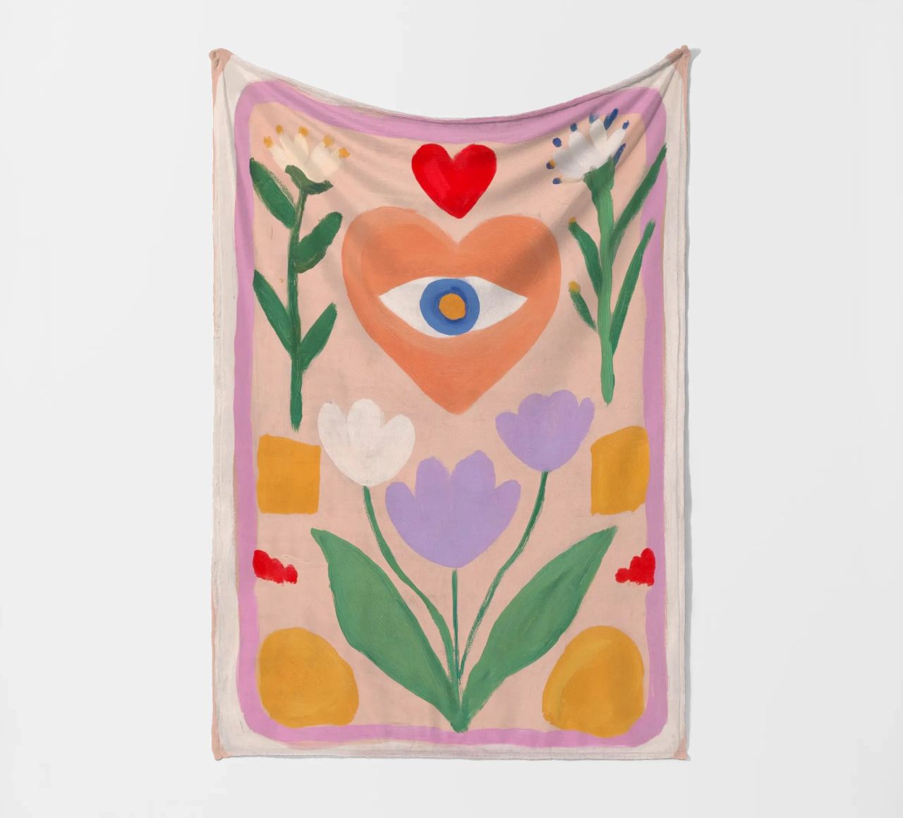 Folk Print, Boho Evil Eye Print fleecedeken van Boheme