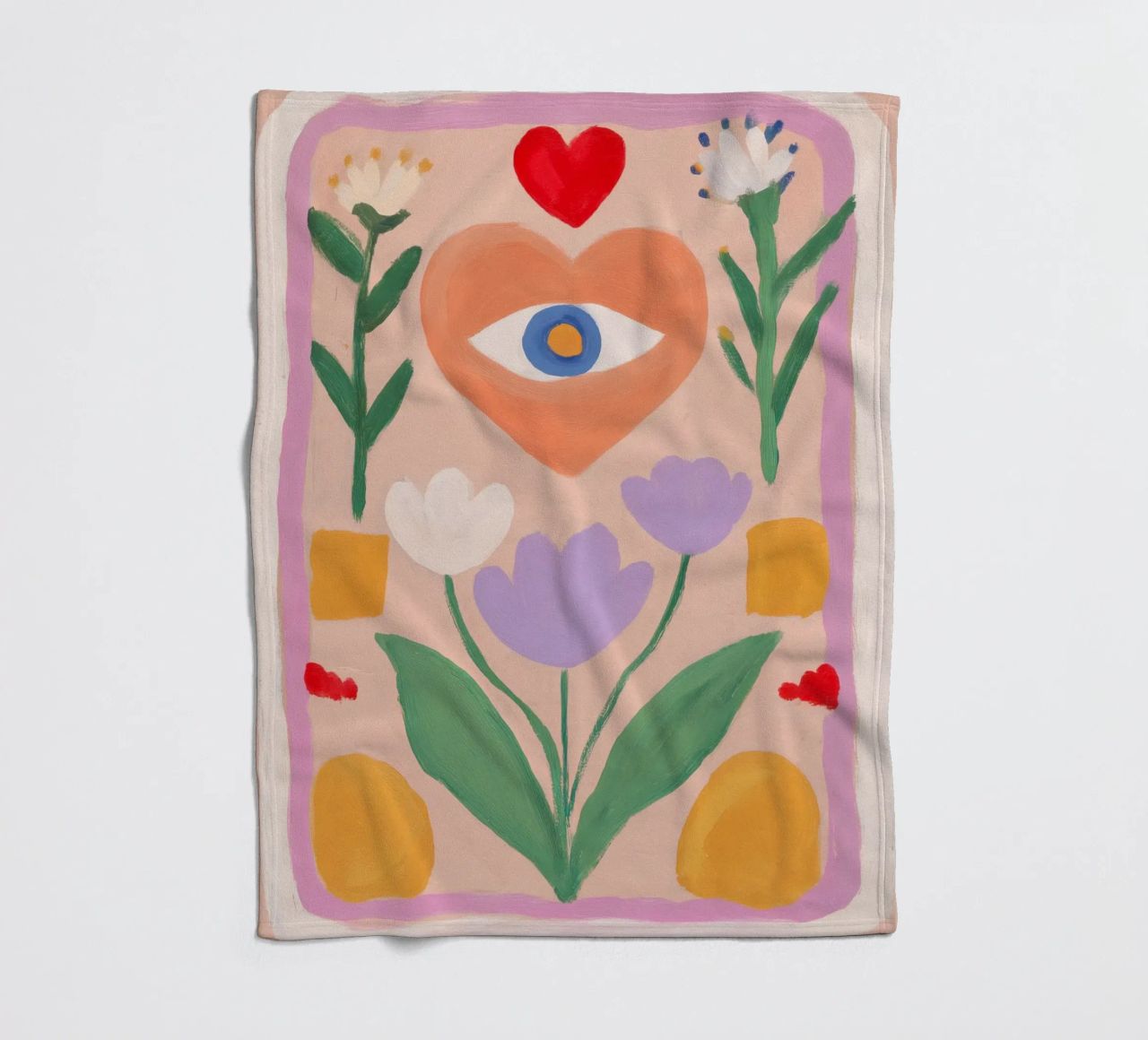 Folk Print, Boho Evil Eye Print fleecedeken van Boheme