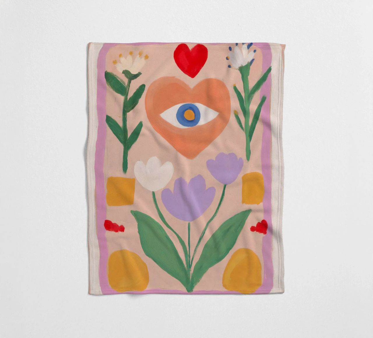 Folk Print, Boho Evil Eye Print fleecedeken van Boheme
