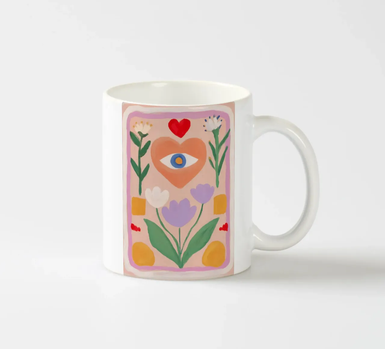 Folk Print, Boho Evil Eye Print keramische mok van Boheme