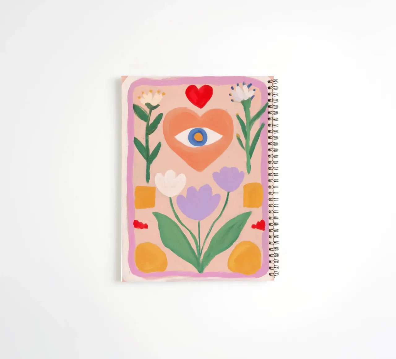 Folk Print, Evil Eye Boho Print spiral notebook by Boheme