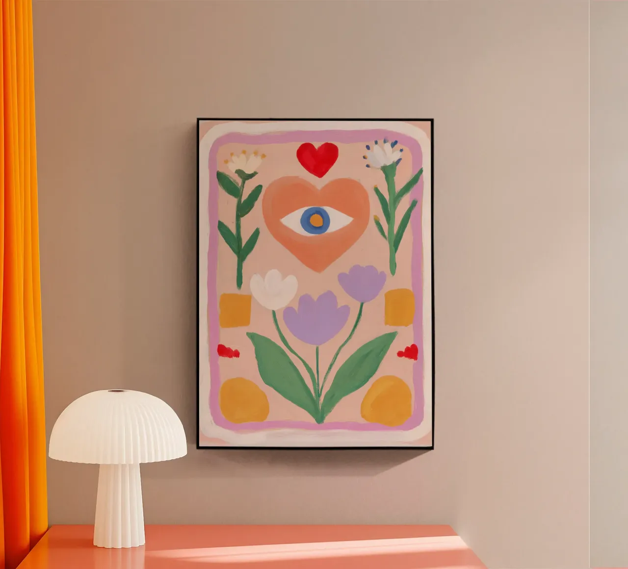Folk Print, Evil Eye Boho Print acrylic glass by Boheme