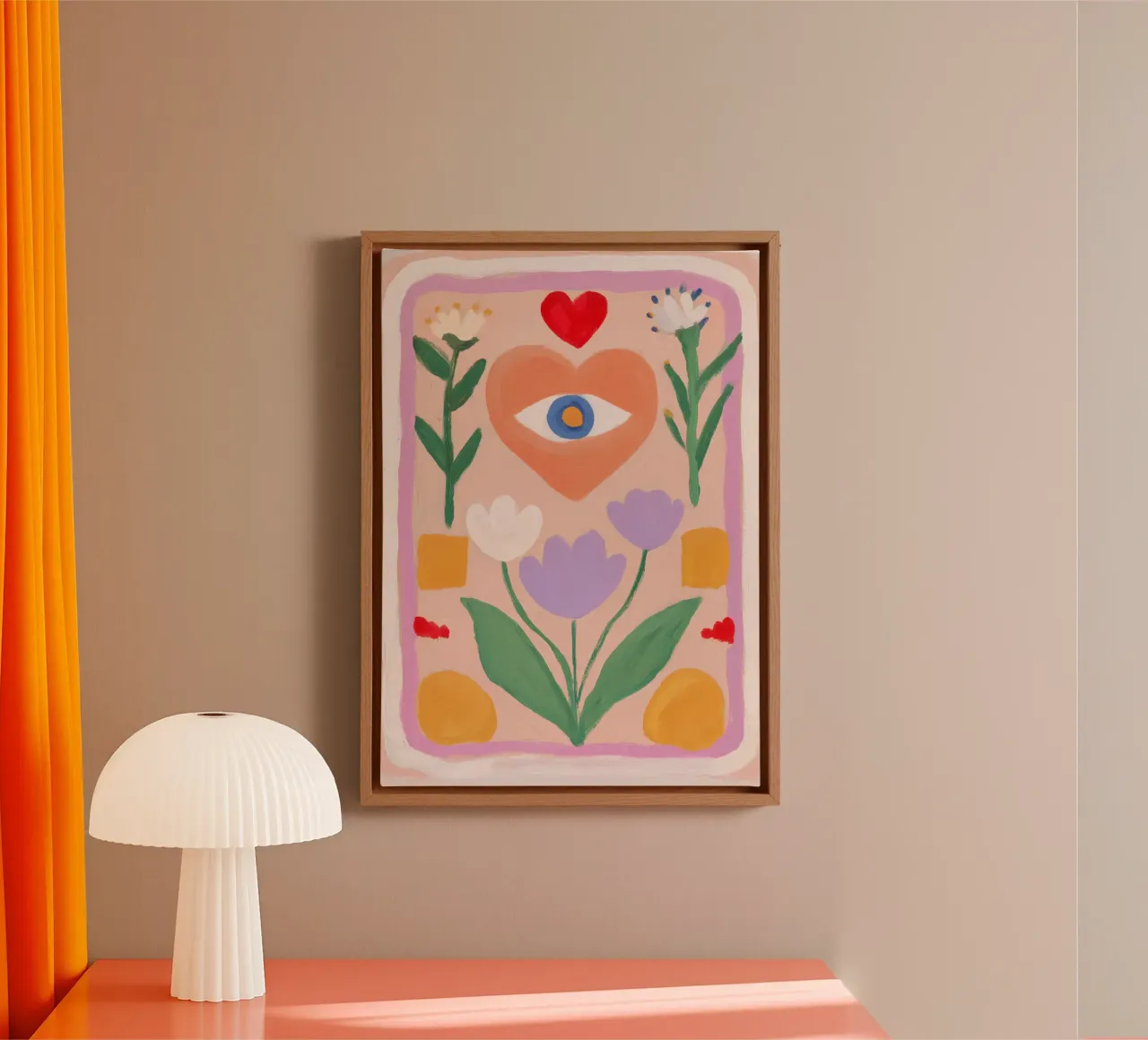 Folk Print, Boho Evil Eye Print canvas van Boheme