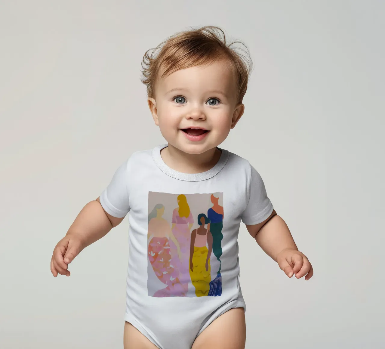 Meerjungfrau Druck, Meerjungfrau Boho Pastell Kunst Kurzarm Babybody von Boheme