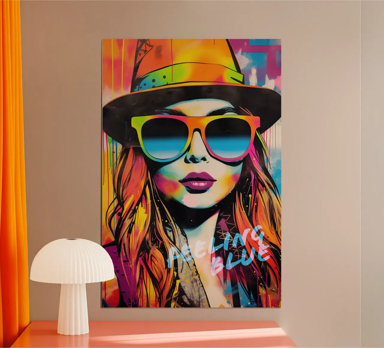 Feeling Blue | Ritratto di donna sfrontato di street art poster con telaio in plastica da Autofocus