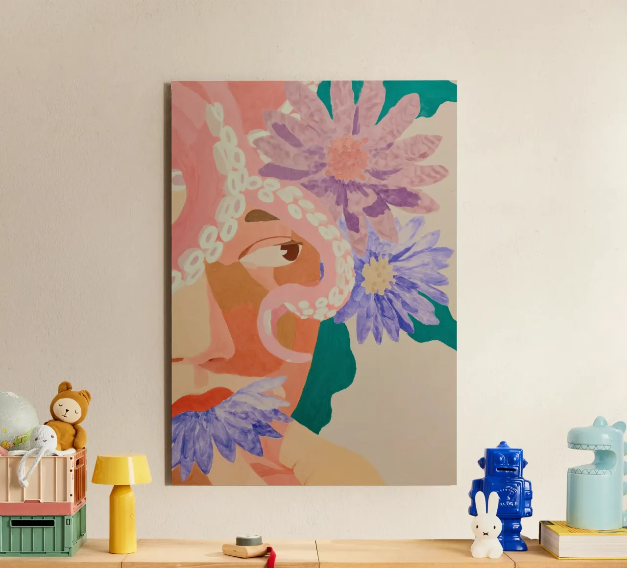 Impression abstraite de fleurs de femmes, art floral, impression pastel panneau forex de Boheme
