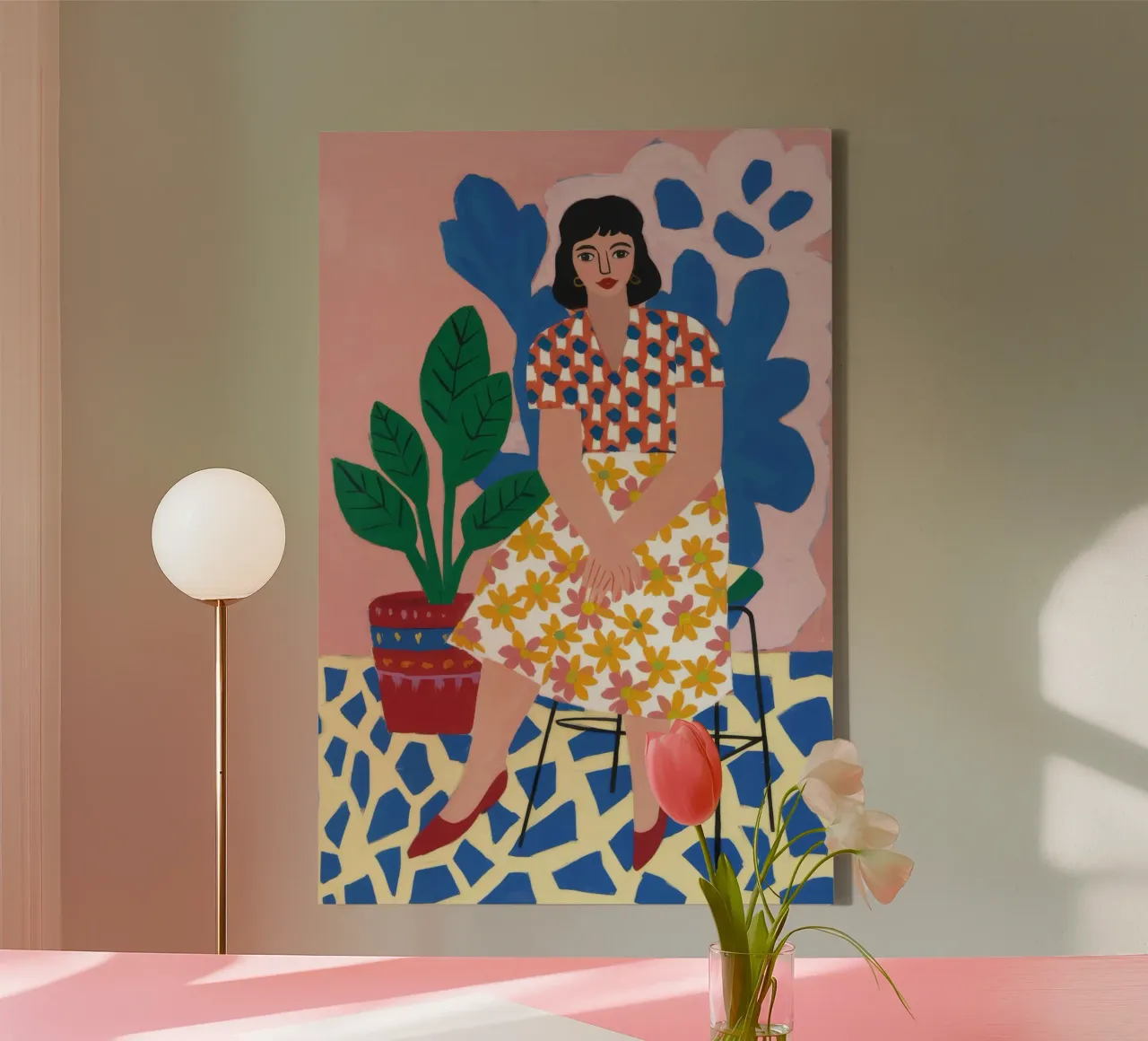 Levendige bloesemsymfonie canvas met Baklijst van Twilight Muse