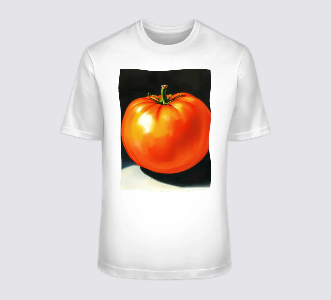 Tomate mûre rouge vif présentée sur une surface contrastée t-shirt de DesignDoodle