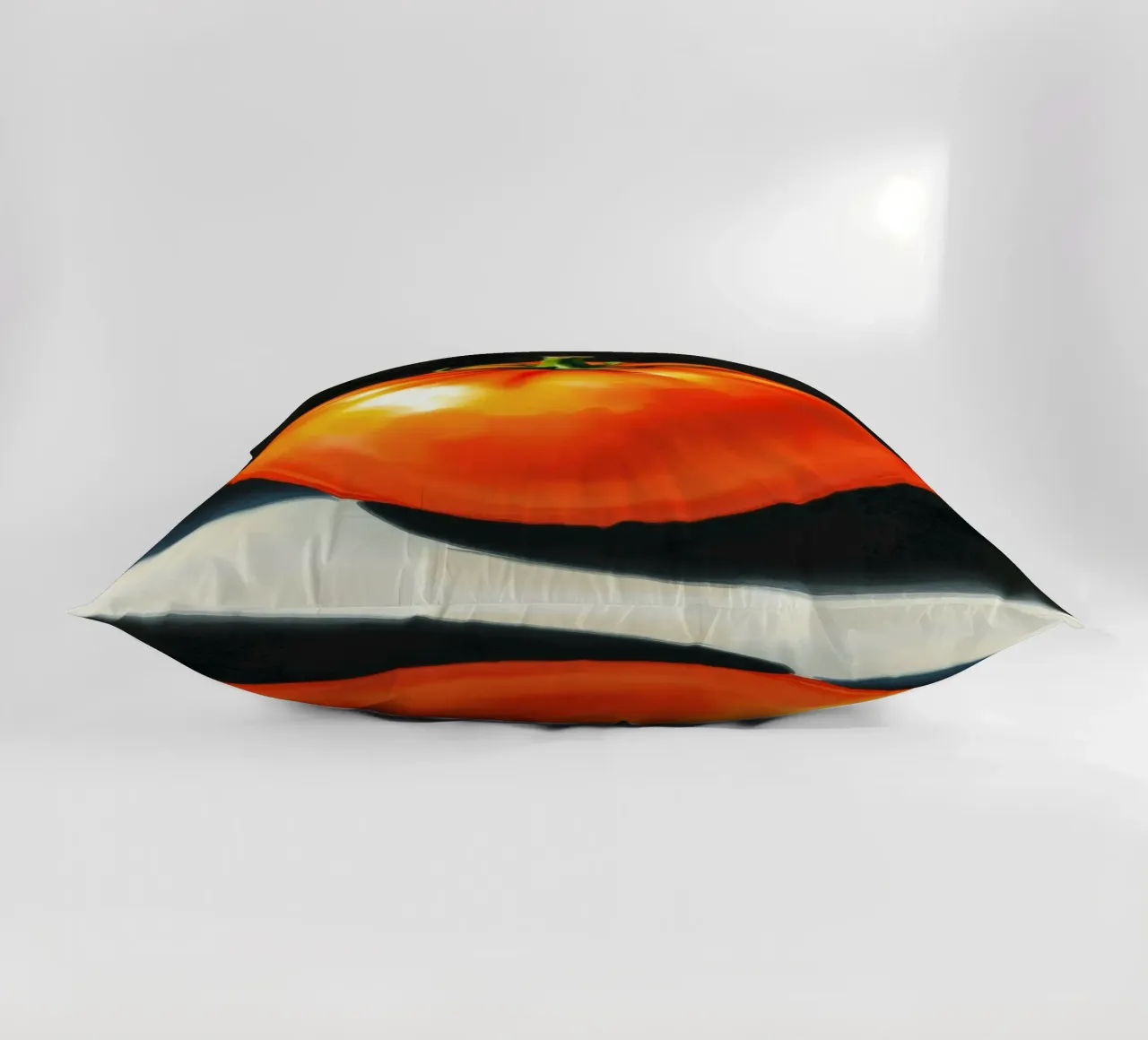 Bright red ripe tomato displayed on a contrasting surface decorative cushion by DesignDoodle