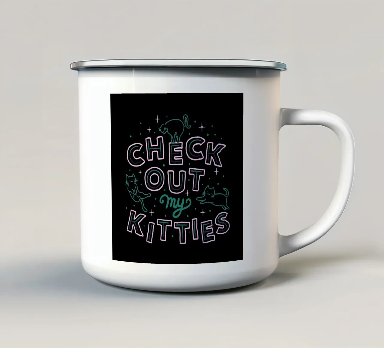 Check Out My Kitties tazza in smalto da Tobe Fonseca