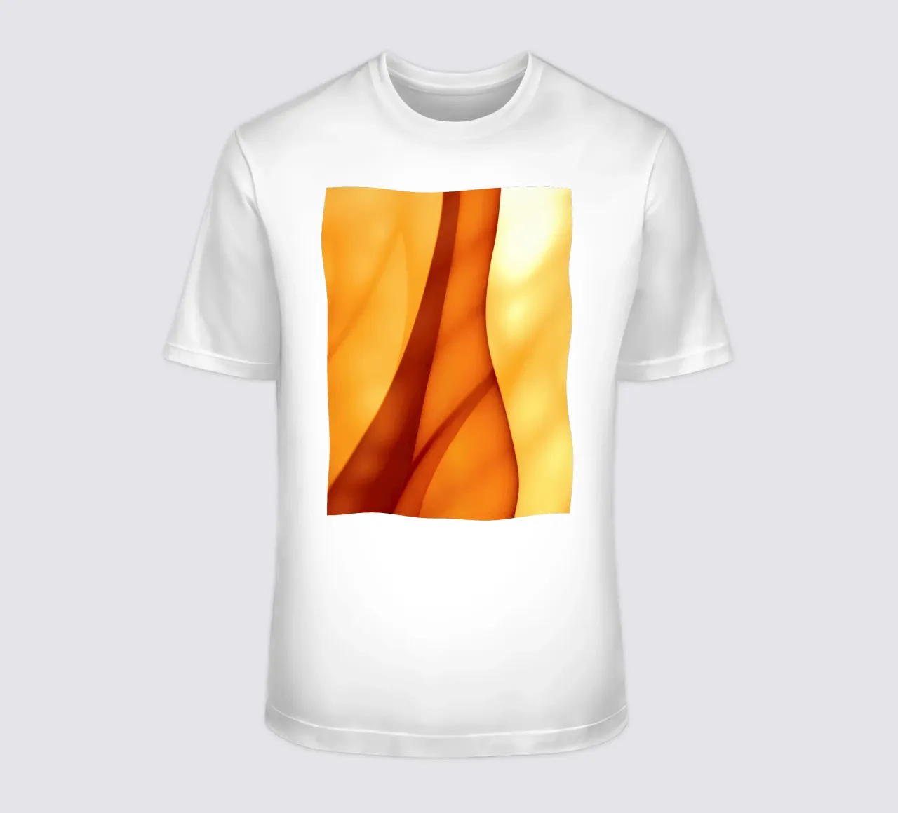 Abstract orange shapes blend to create warm & inviting art t-shirt by DesignDoodle