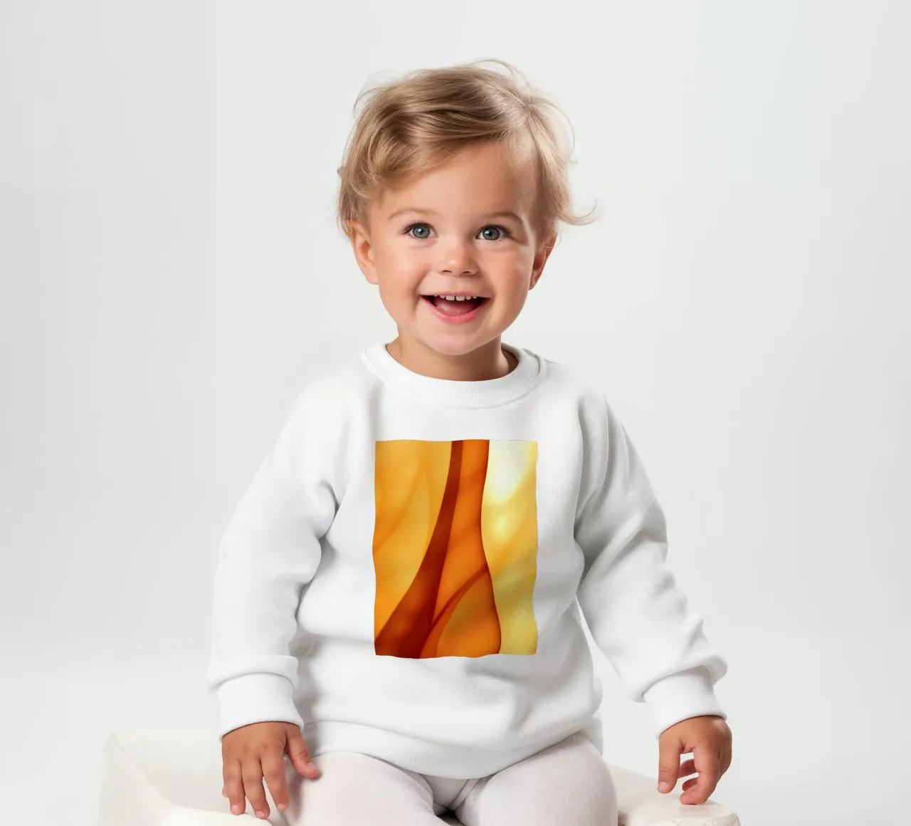 Abstract orange shapes blend to create warm & inviting art baby sweatshirt by DesignDoodle