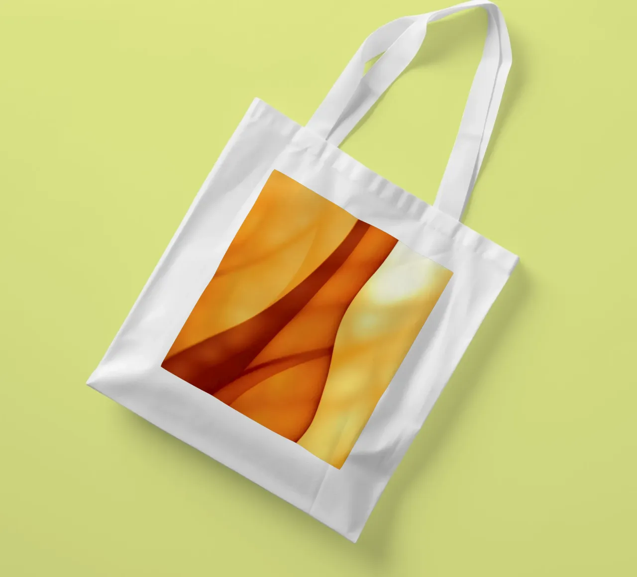 Abstrakte orangefarbene Formen verschmelzen zu einem warmen und einladenden Kunstwerk Jutebeutel von DesignDoodle