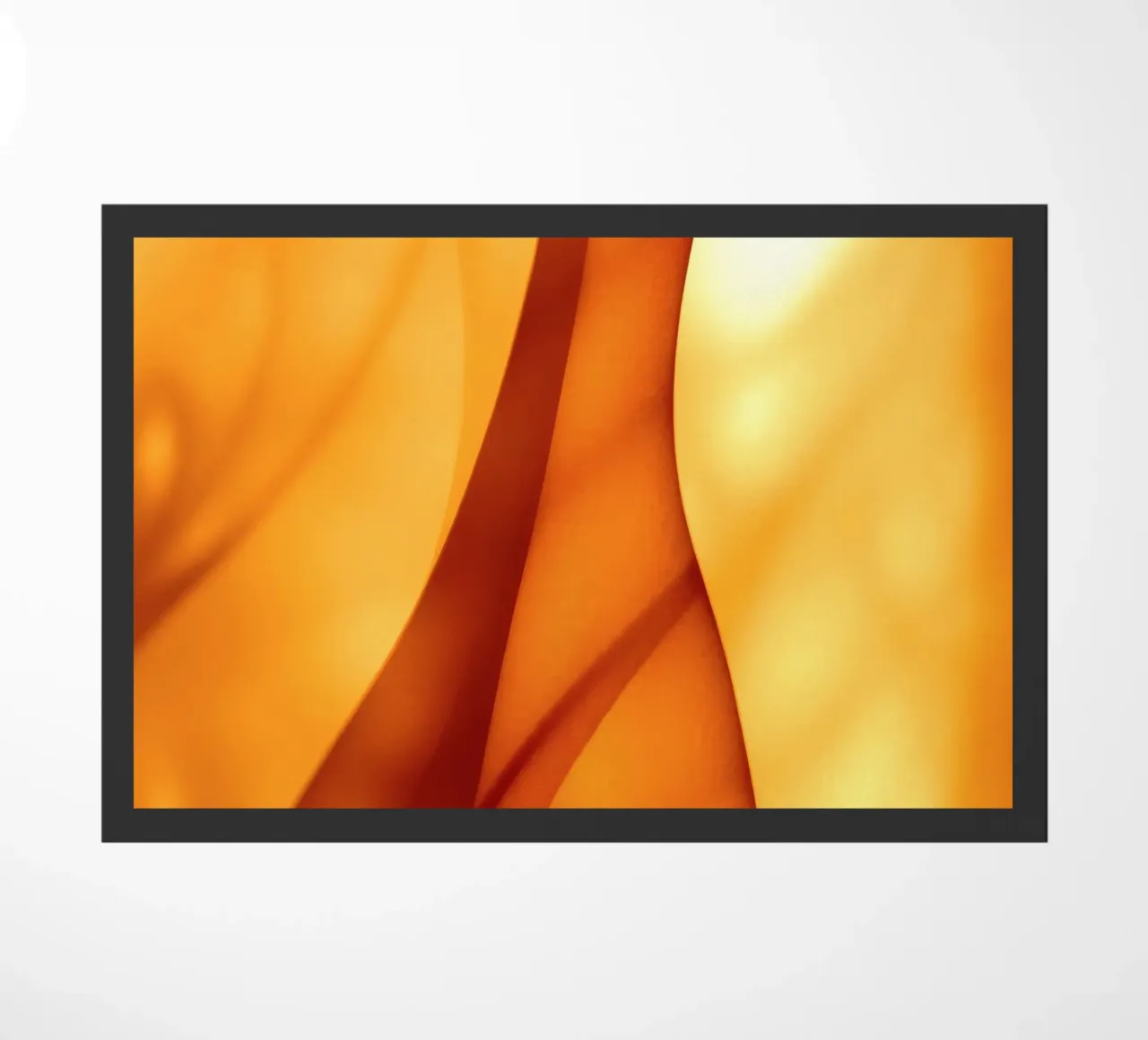 Abstract orange shapes blend to create warm & inviting art doormat by DesignDoodle