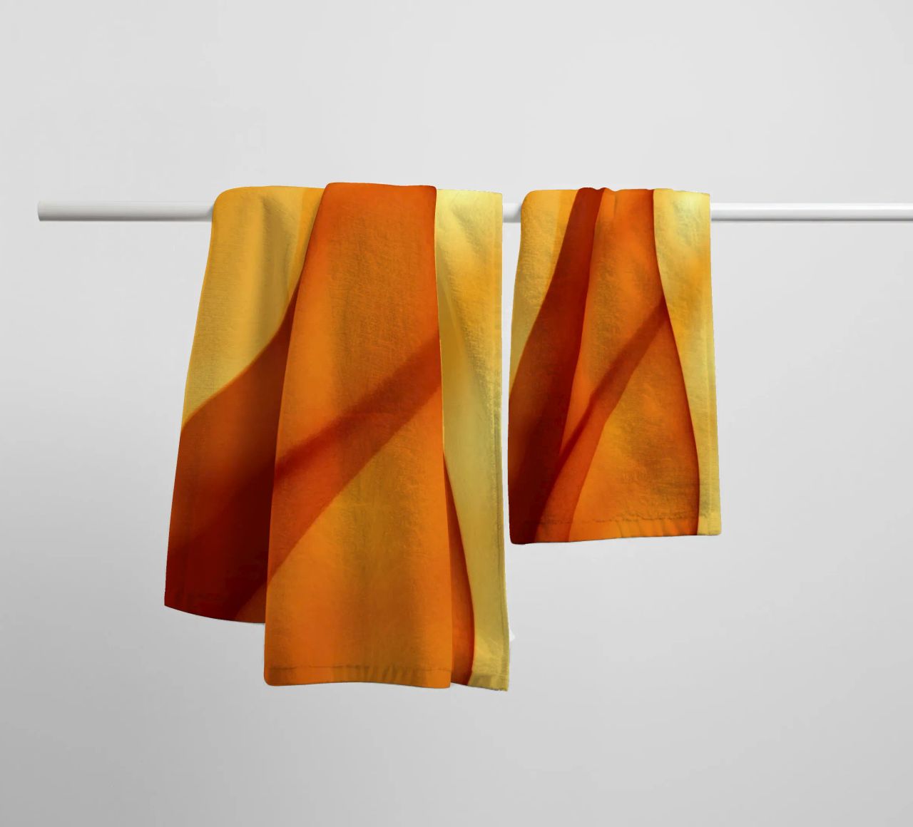Abstract orange shapes blend to create warm & inviting art towel by DesignDoodle