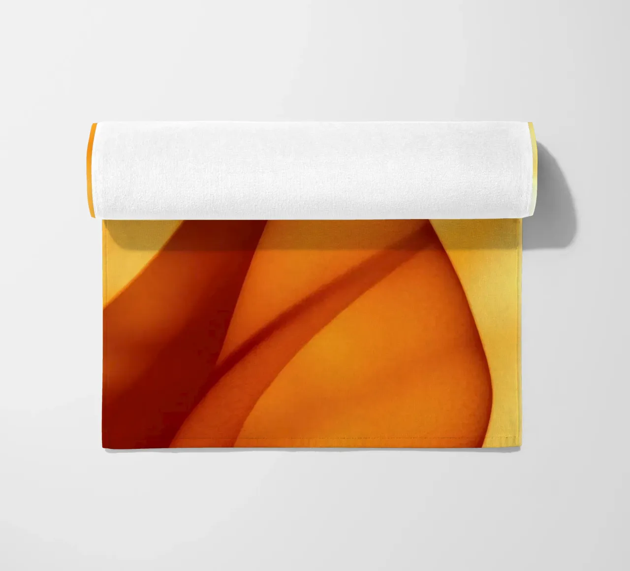 Abstract orange shapes blend to create warm & inviting art beach towel by DesignDoodle