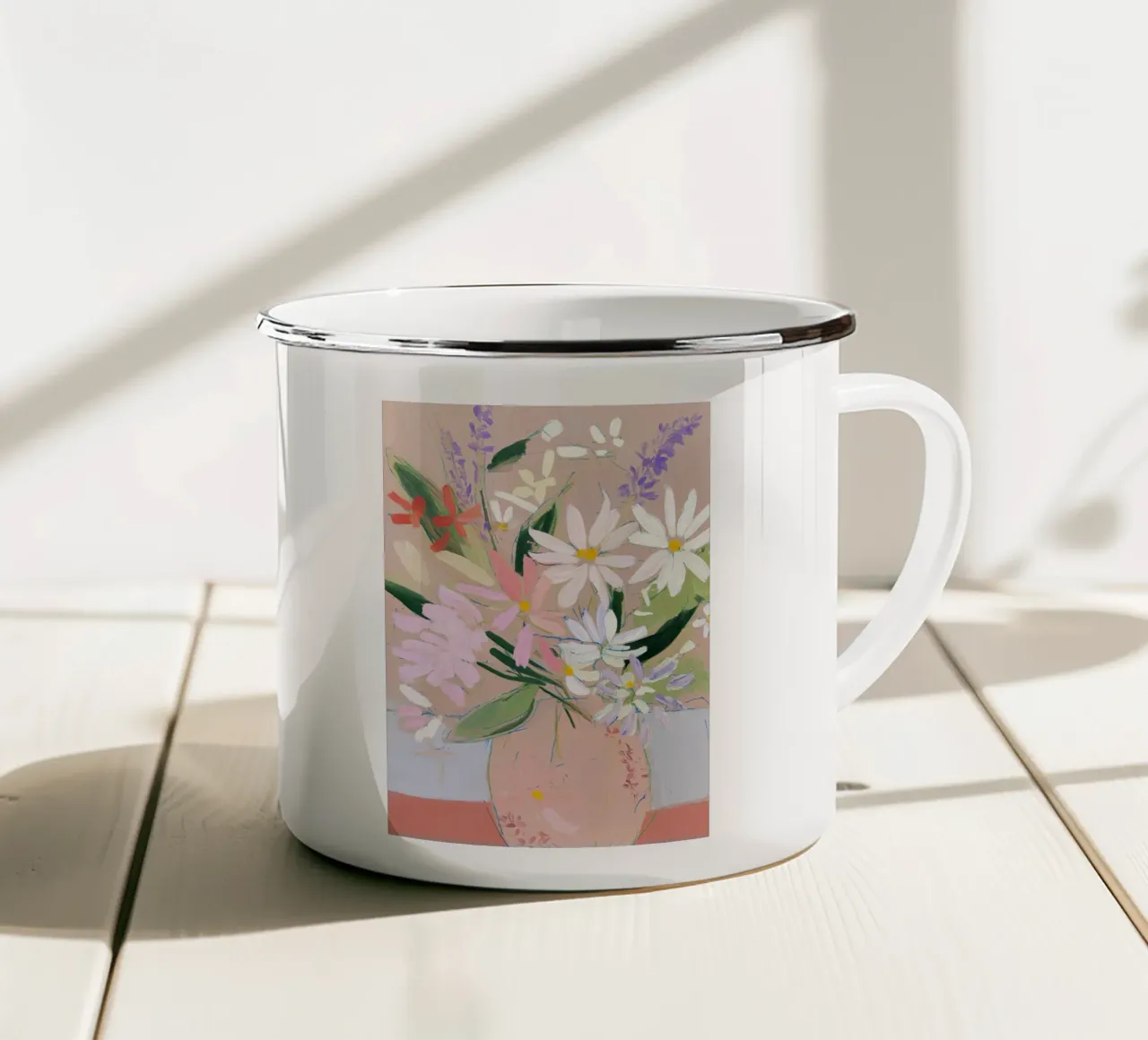 Fiore astratto in vaso tazza in smalto da Boheme