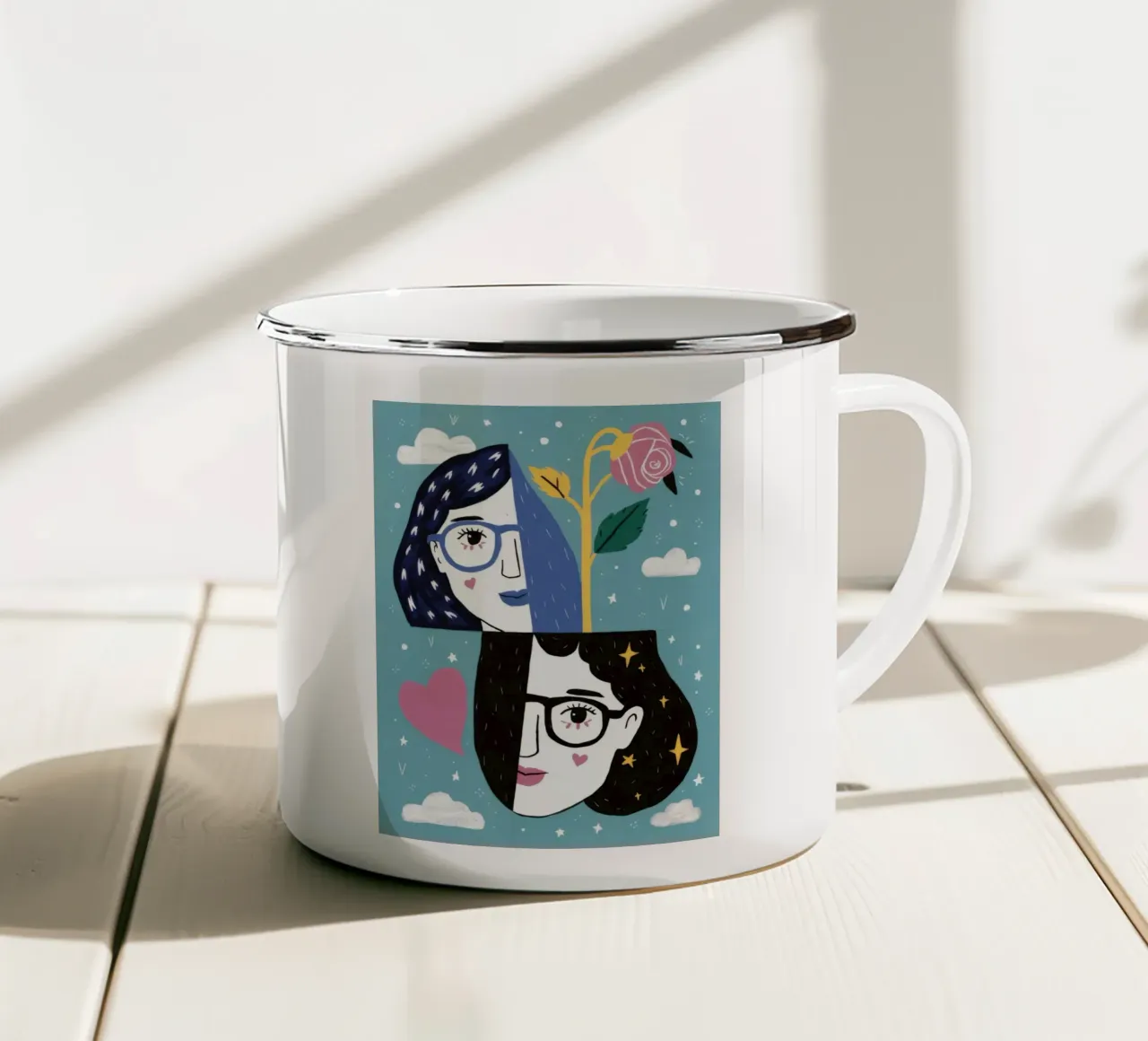 Paesaggio onirico celeste tazza in smalto da Twilight Muse