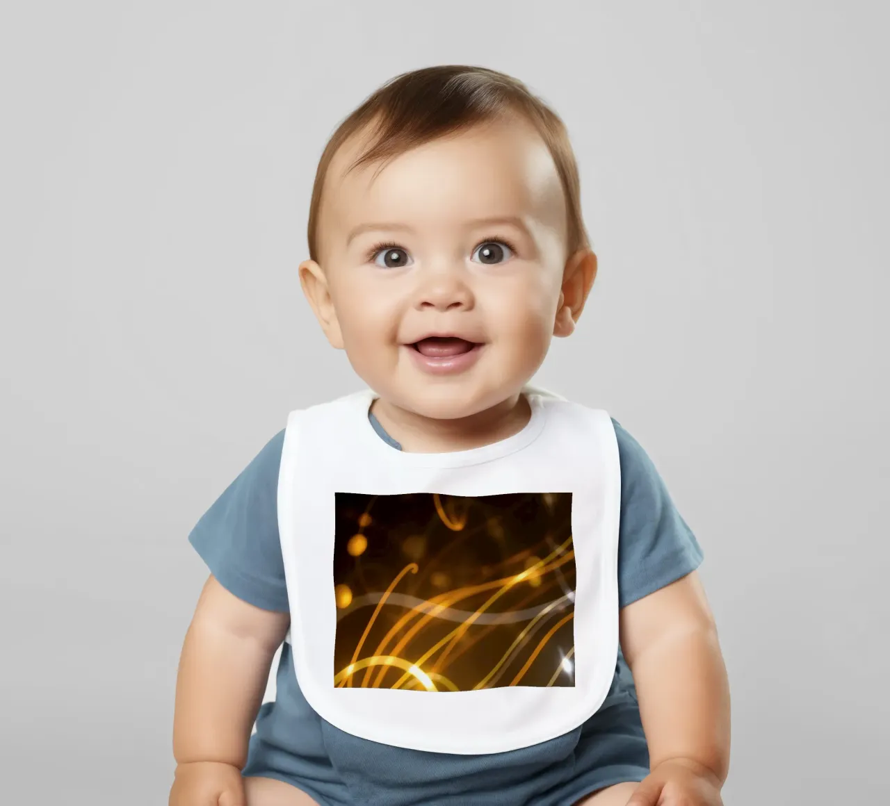 Dynamic abstract patterns of light and color atmosphere baby bib by DesignDoodle