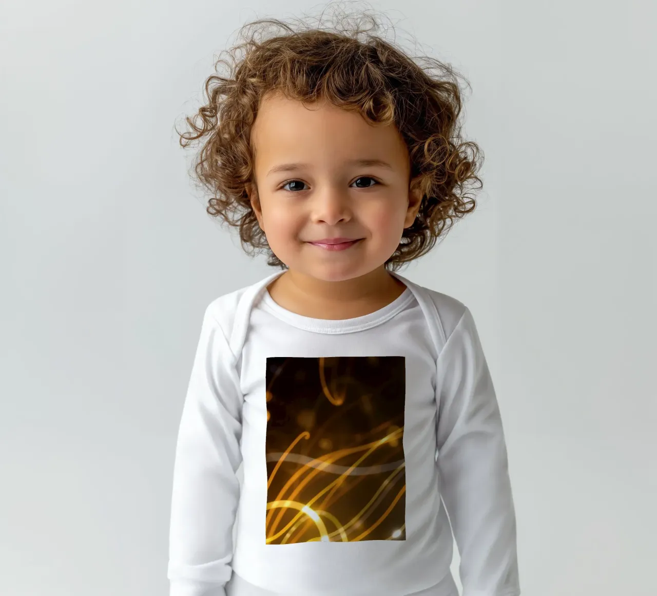 Dynamic abstract patterns of light and color atmosphere long-sleeve baby romper by DesignDoodle