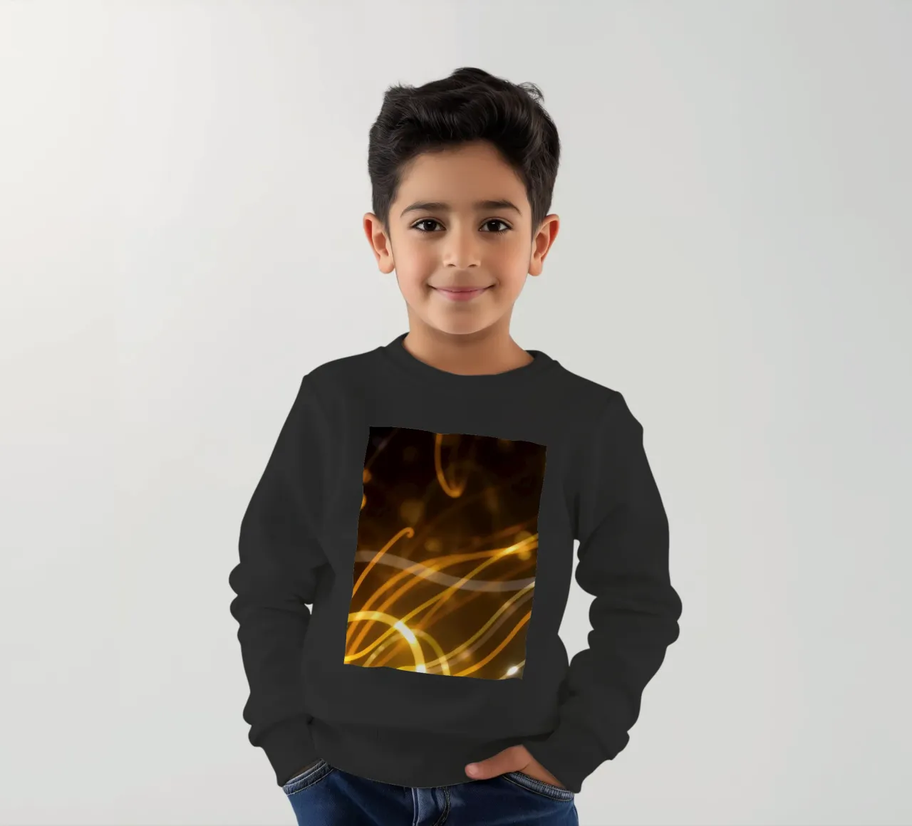 Dynamic abstract patterns of light and color atmosphere kids sweatshirt by DesignDoodle