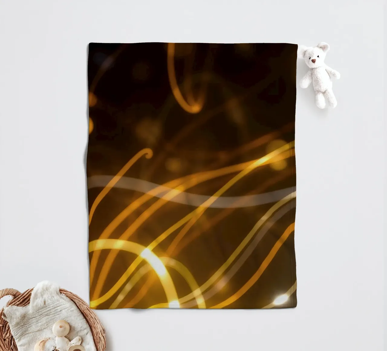 Dynamic abstract patterns of light and color atmosphere fleece blanket by DesignDoodle