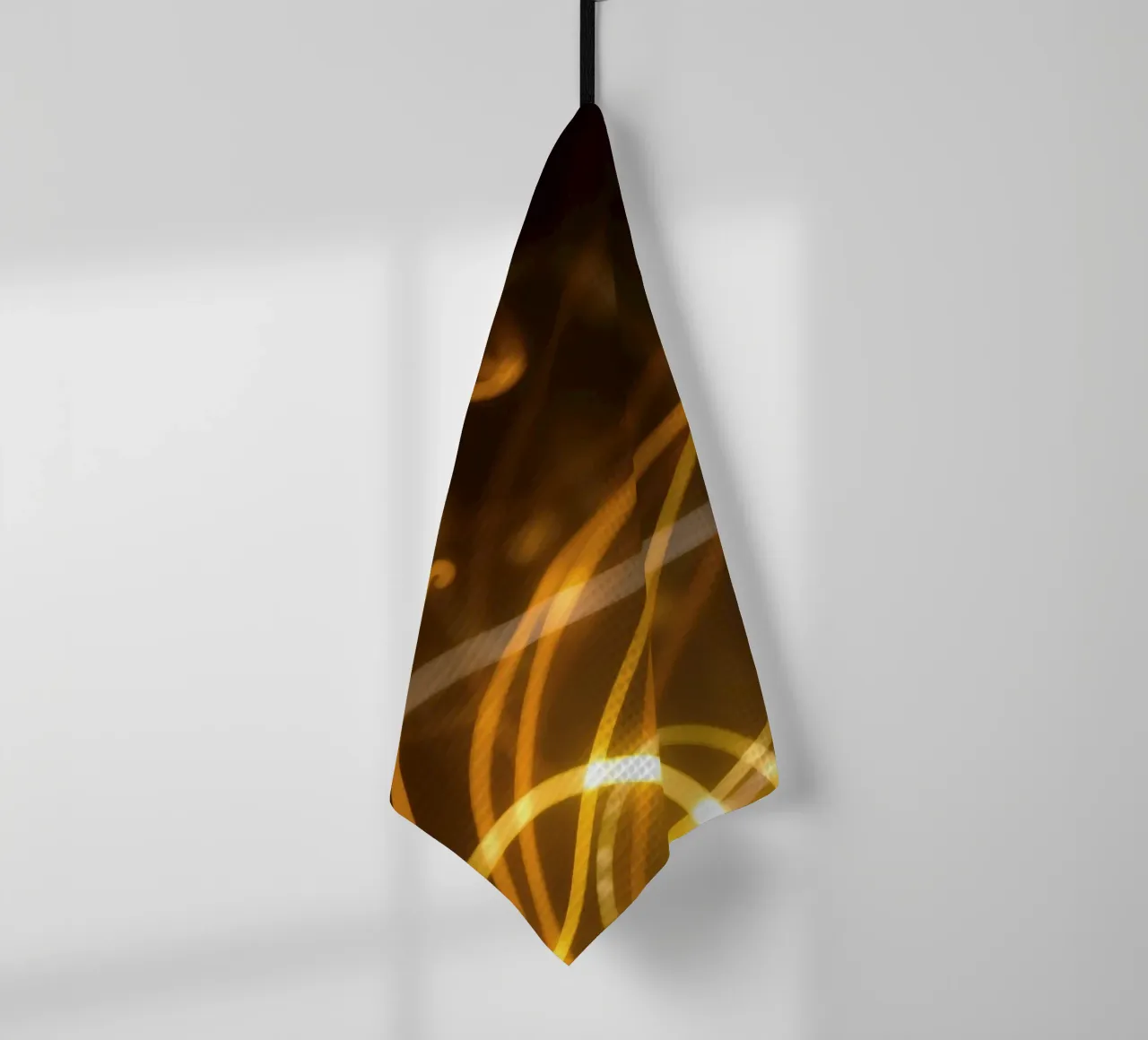 Dynamic abstract patterns of light and color atmosphere tea towel by DesignDoodle