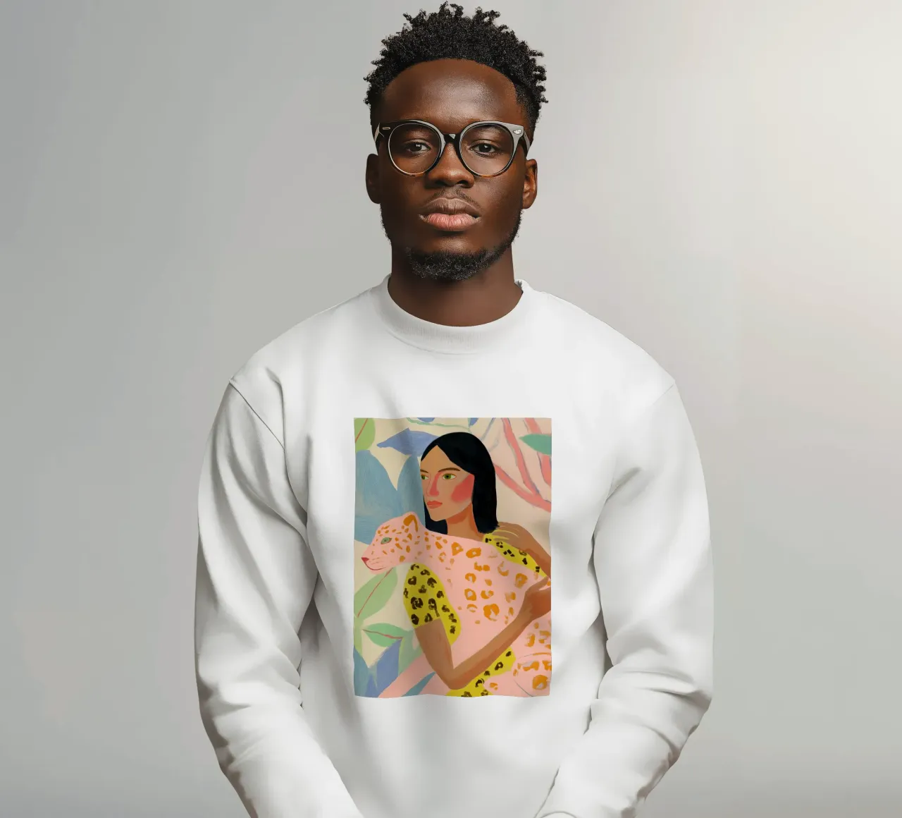 Dierenprint, Cheetah print, abstracte kleurrijke kunst sweatshirt van Boheme