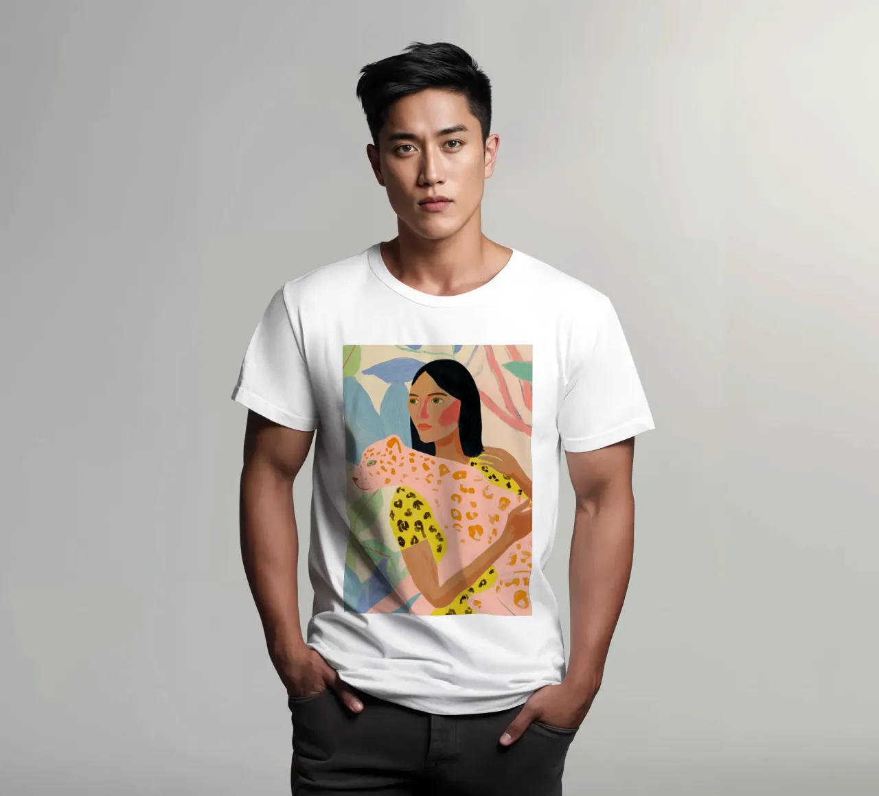 Dierenprint, Cheetah print, abstracte kleurrijke kunst t-shirt van Boheme