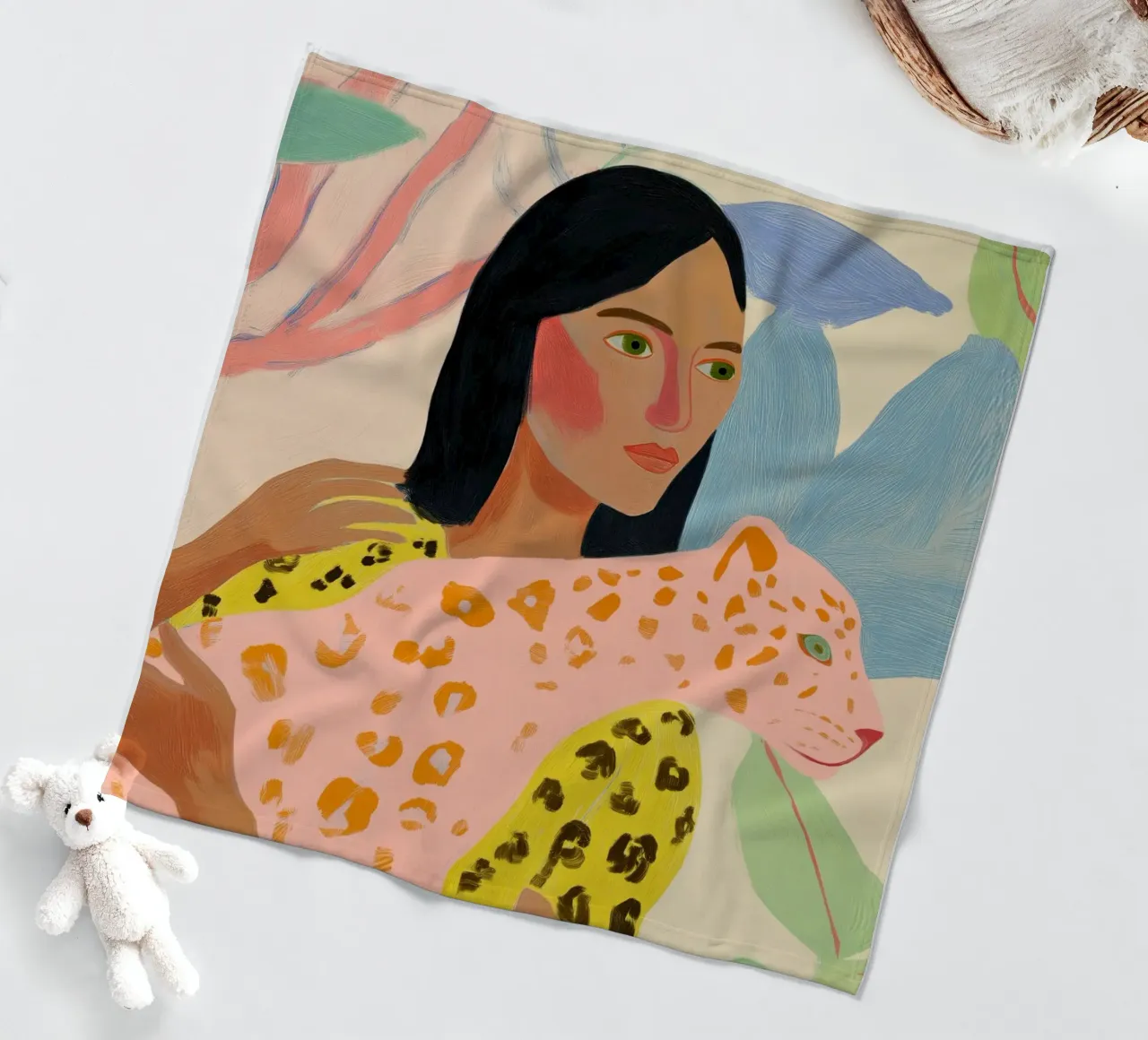 Dierenprint, Cheetah print, abstracte kleurrijke kunst fleecedeken van Boheme