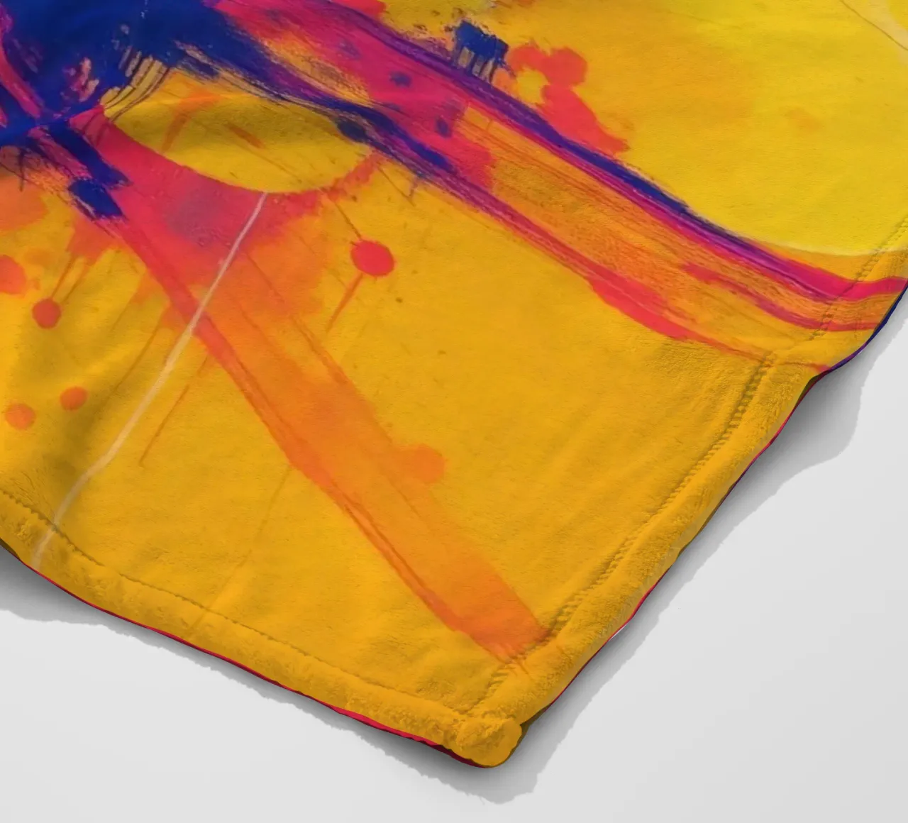 sunset with abstract colors illuminating a serene landscape fleece blanket by DesignDoodle