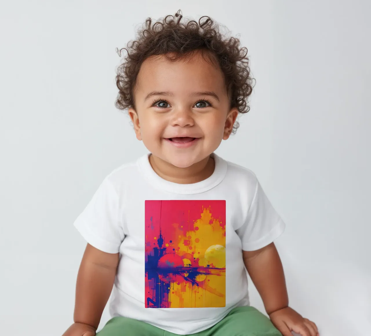 tramonto con colori astratti che illuminano un paesaggio sereno maglietta neonato da DesignDoodle