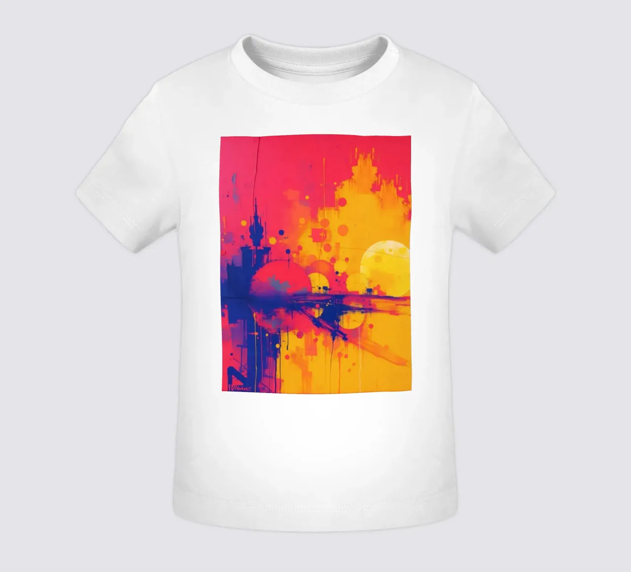 tramonto con colori astratti che illuminano un paesaggio sereno maglietta neonato da DesignDoodle