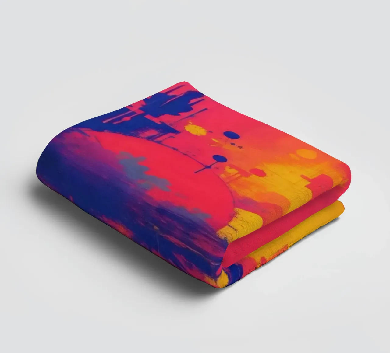sunset with abstract colors illuminating a serene landscape towel by DesignDoodle