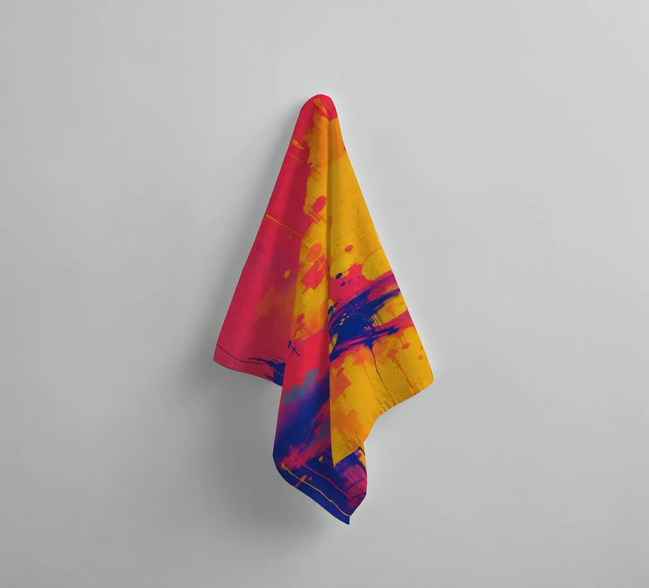 sunset with abstract colors illuminating a serene landscape towel by DesignDoodle