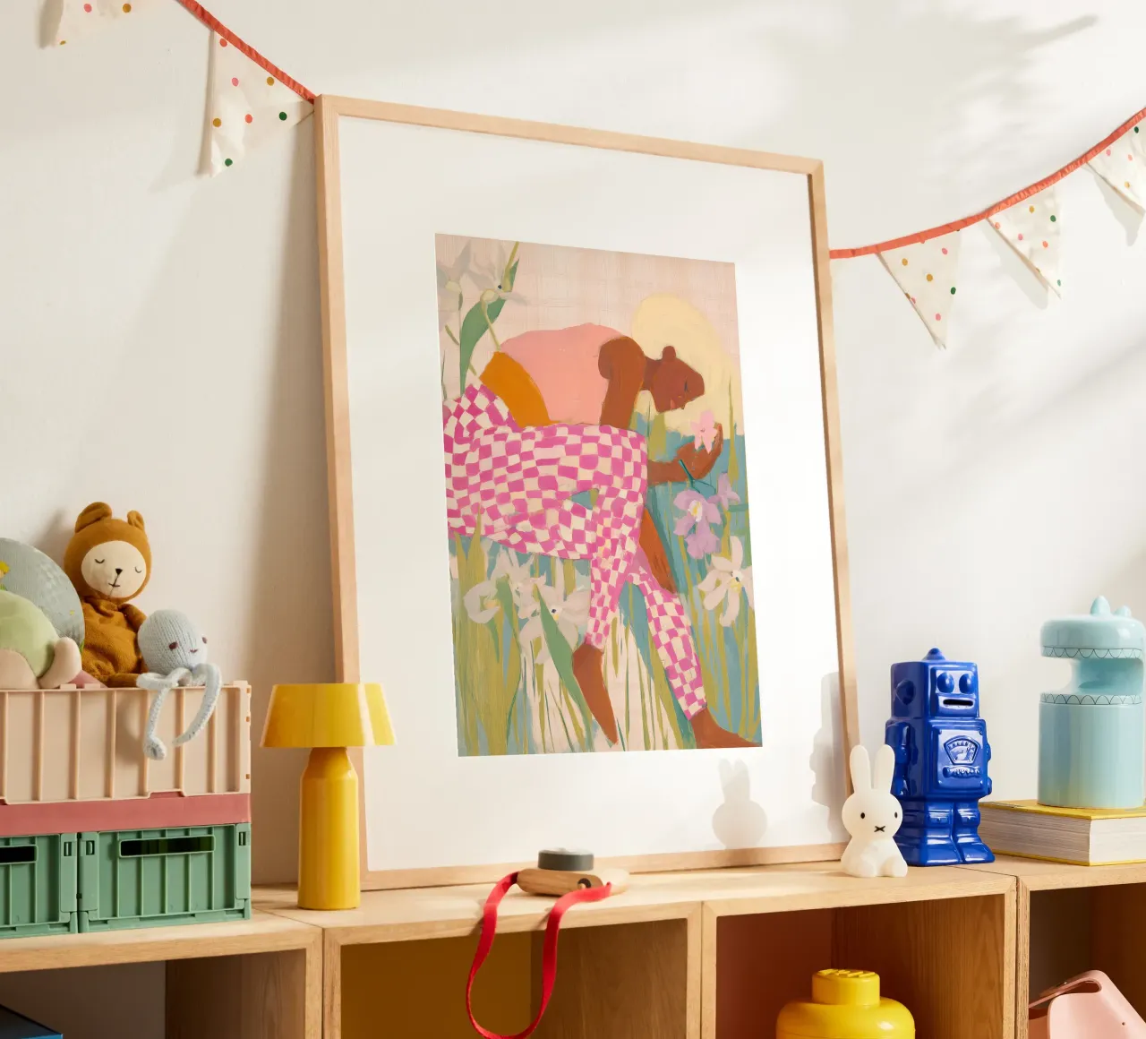 Abstracte Vrouw Folk Print, Wilde Bloemen Print, Bloemsierkunst poster van Boheme
