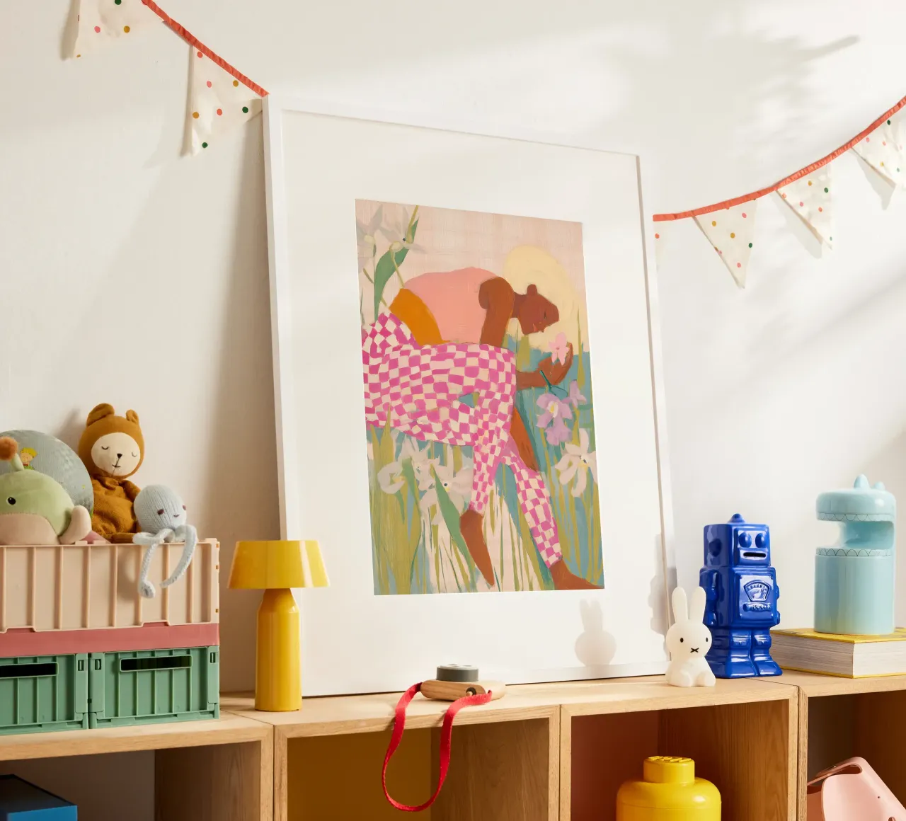 Abstracte Vrouw Folk Print, Wilde Bloemen Print, Bloemsierkunst poster van Boheme