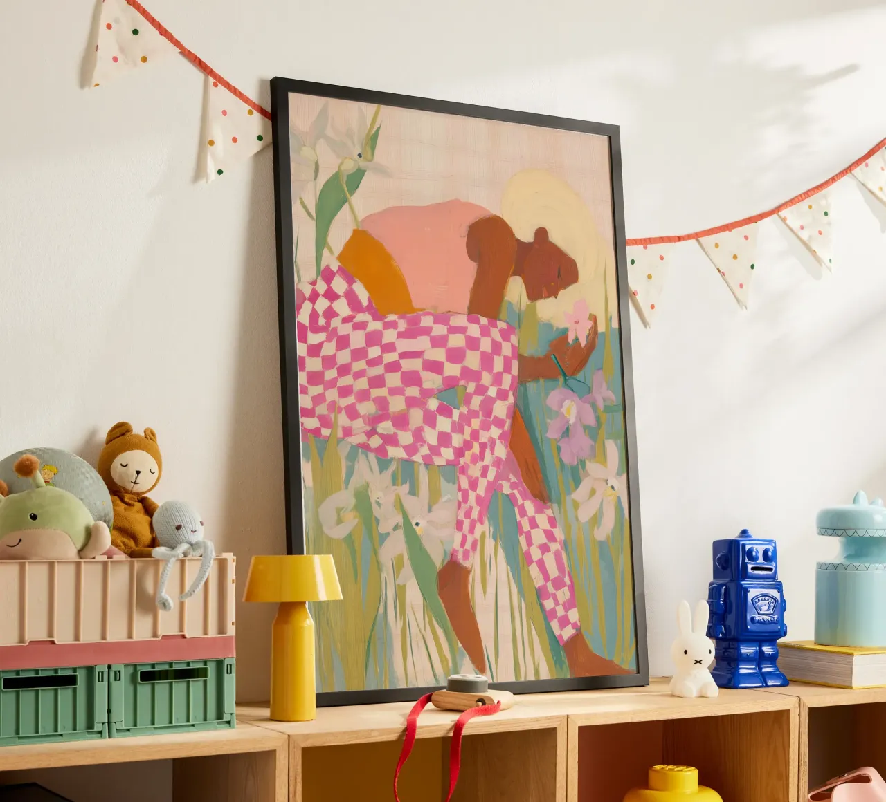Abstracte Vrouw Folk Print, Wilde Bloemen Print, Bloemsierkunst poster van Boheme