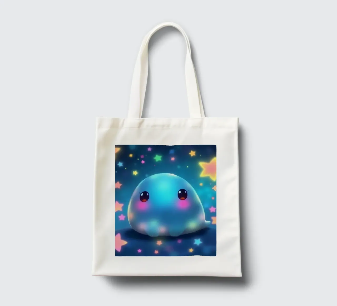Simpatica creatura luminosa circondata da stelle colorate borsa in juta da DesignDoodle