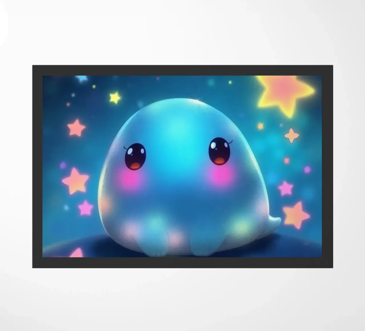 Simpatica creatura luminosa circondata da stelle colorate zerbino da DesignDoodle