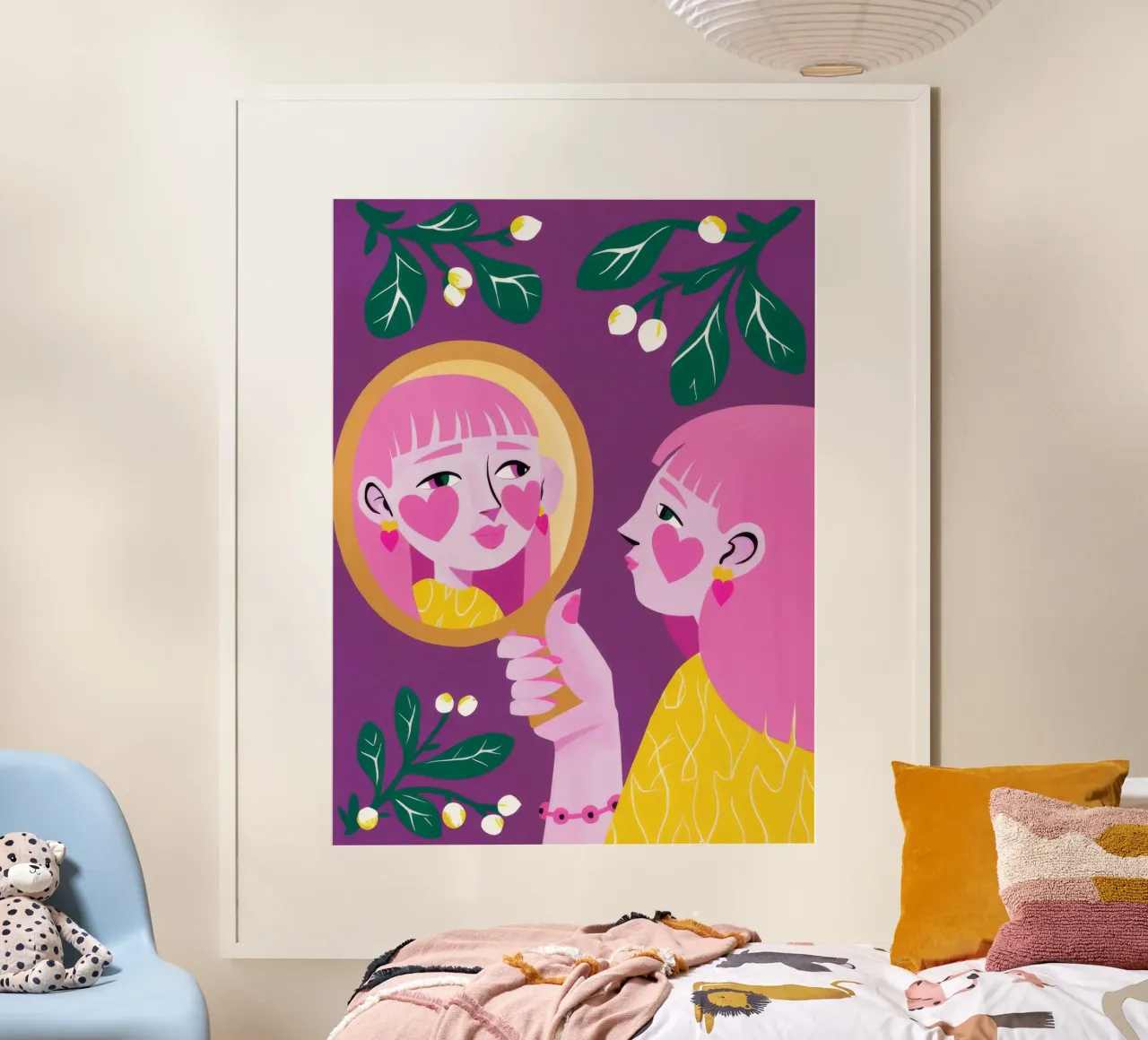 Goldene Wiese Glückseligkeit Poster mit Aluminium Rahmen von Twilight Muse