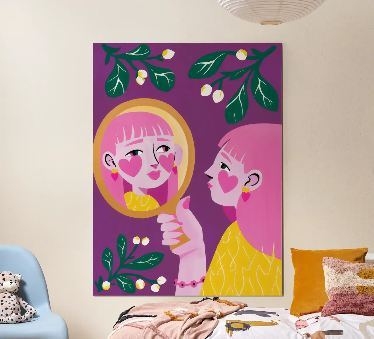 Goldene Wiese Glückseligkeit Poster mit Aluminium Rahmen von Twilight Muse