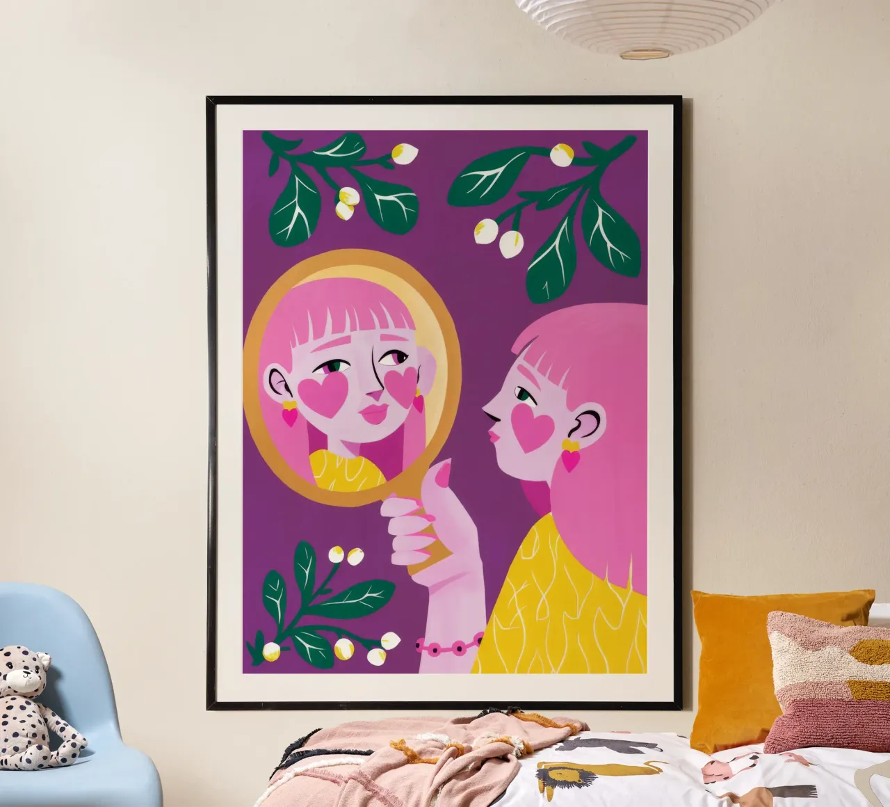 Goldene Wiese Glückseligkeit Poster mit Aluminium Rahmen von Twilight Muse