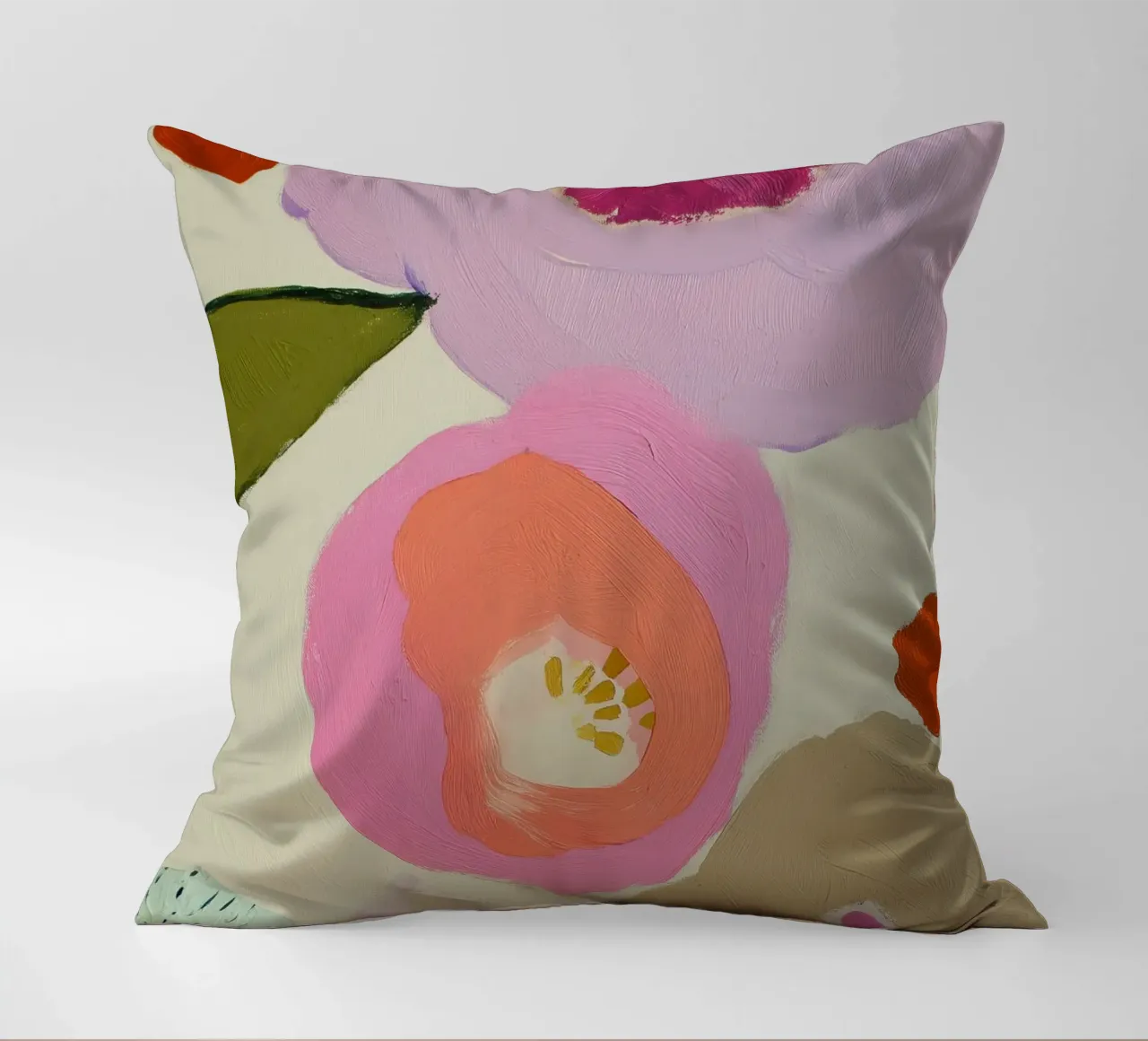 Abstract Floral Print, Retro Flower Print decorative cushion by Boheme