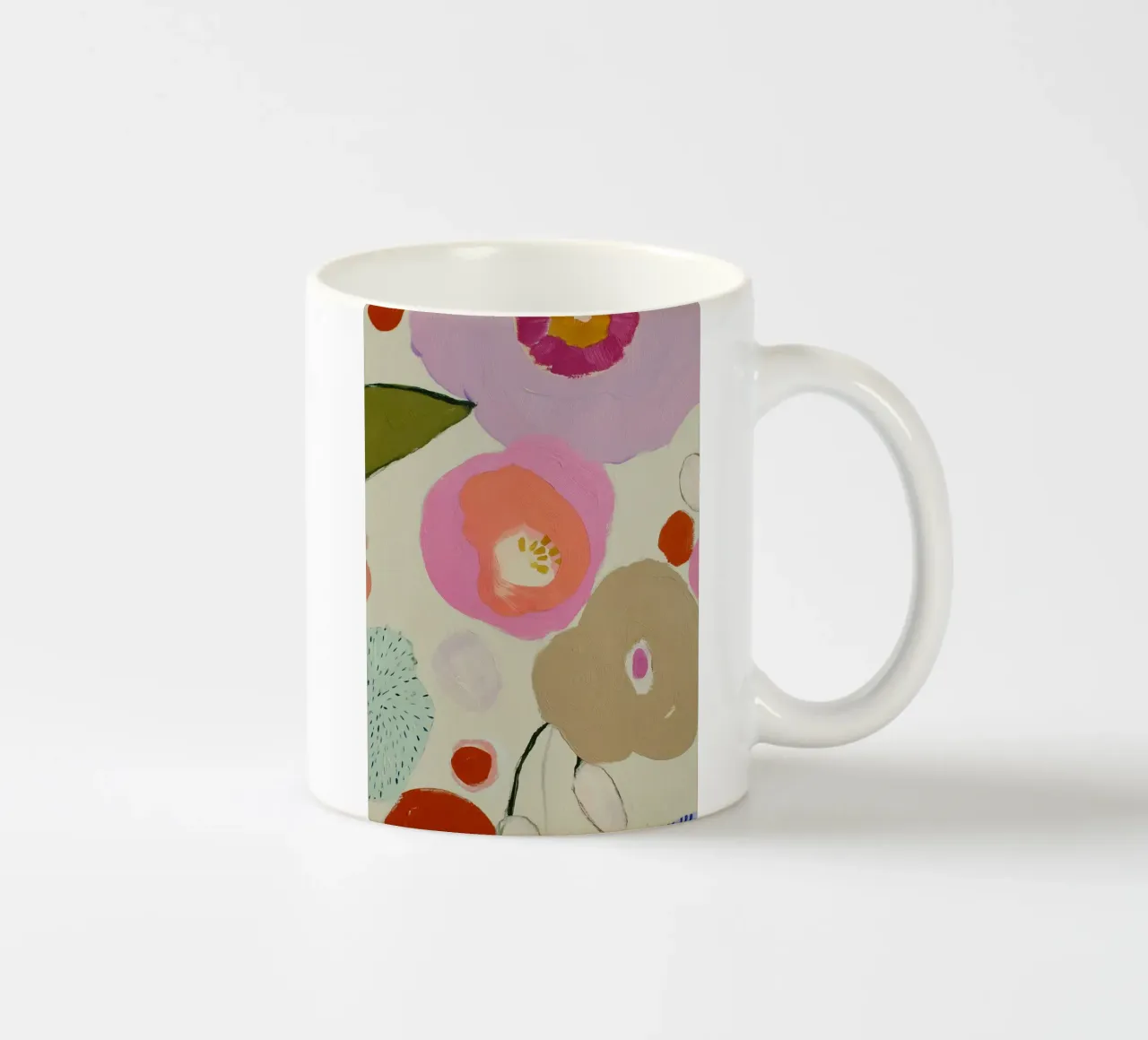 Abstracte bloemenprint, Retro bloemenprint keramische mok van Boheme