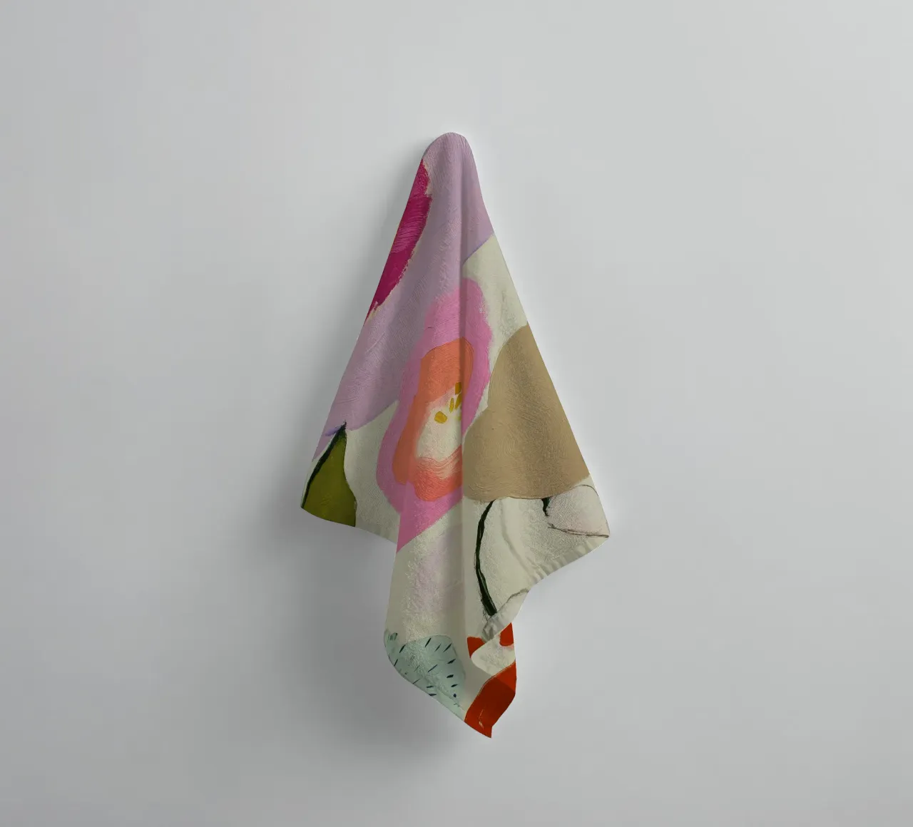 Abstracte bloemenprint, Retro bloemenprint badhanddoek van Boheme