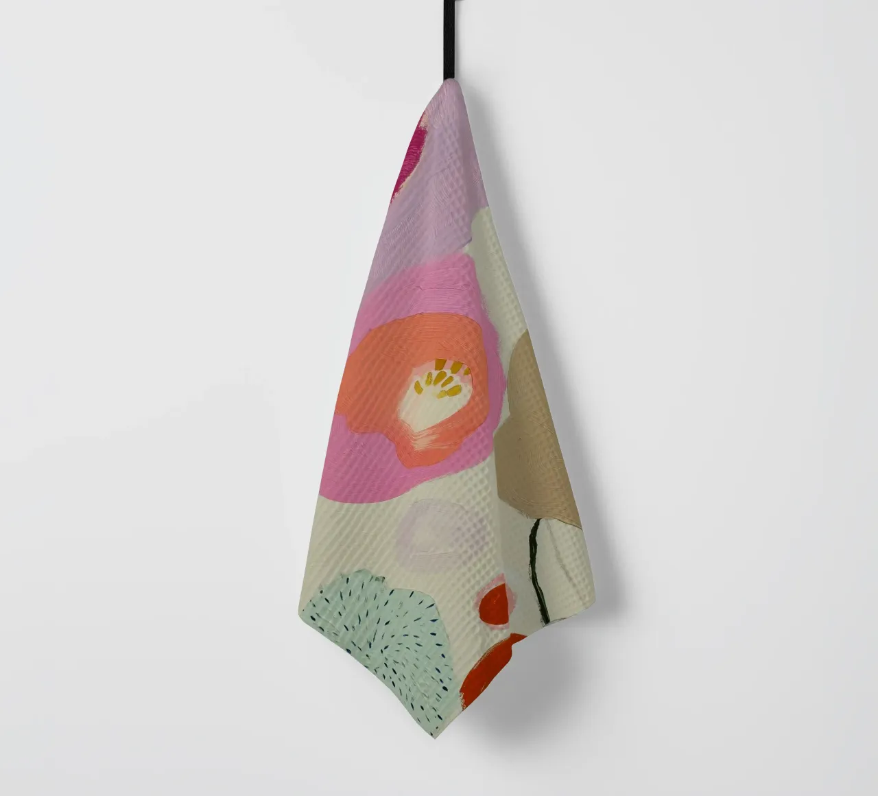 Abstracte bloemenprint, Retro bloemenprint theedoek van Boheme