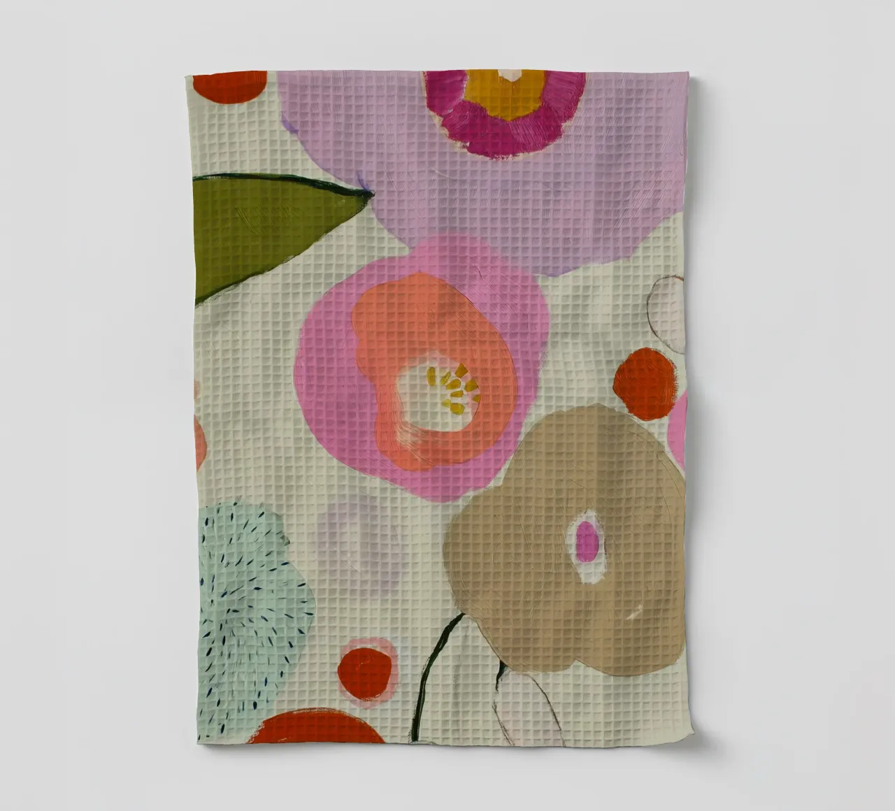 Abstracte bloemenprint, Retro bloemenprint theedoek van Boheme