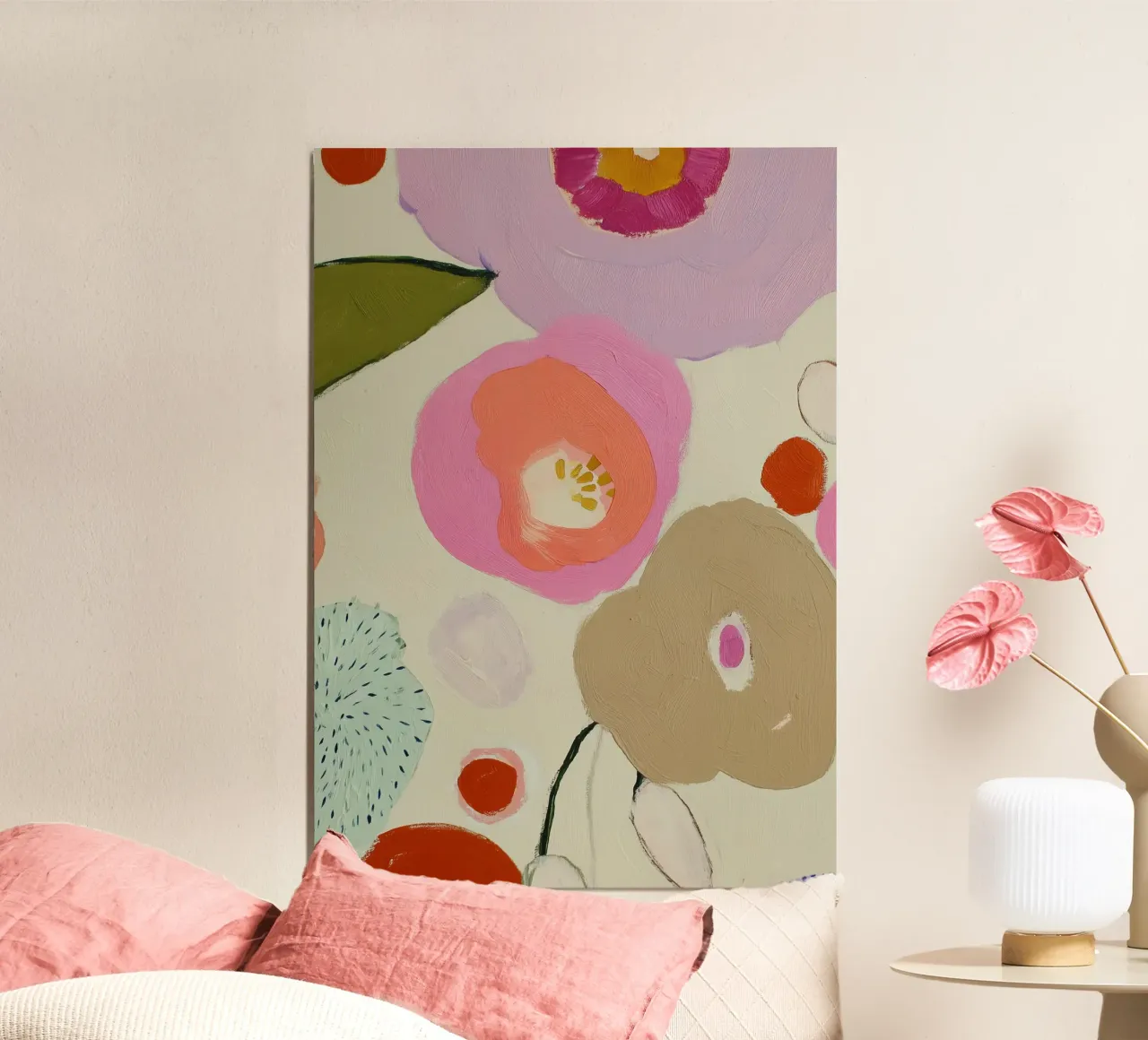 Abstracte bloemenprint, Retro bloemenprint hahnemühle van Boheme
